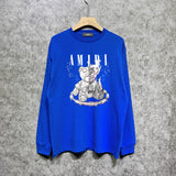 Amiri long sleeve shirts distressed teddy bear printing