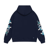 Amiri hoodie with overlapping letter dragon print