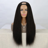 Women's Wigs Black Voluminous U-Part Straight Yaki Wig