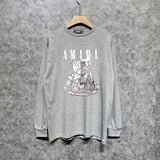Amiri long sleeve shirts distressed teddy bear printing