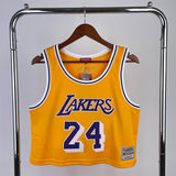 NBA jerseys women's navel retro jersey: Lakers, yellow 24, Kobe Bryant
