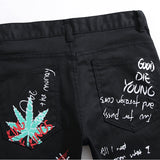 Mens Fashion Jeans Skull Flame 5646#