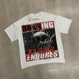First Row T Shirts BREAKING NEWS BURNING FLAMES CROPPED TEE Fashion Hot Diamond Trend Brand