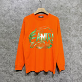 Amiri long sleeve shirts green leaf letterprinting