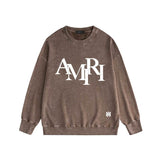 Amiri washed sweatshirt with overlapping letters and foam printing washed and distressed