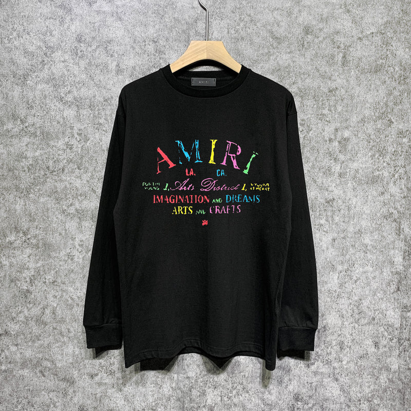 Amiri long sleeve shirts watercolor cartoon letterprinting