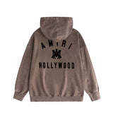 Amiri washed hoodie hollywood spider washed distressed printing