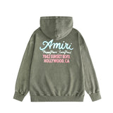 Amiri washed hoodie wine glass letterprinting distressed printing