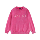 Amiri washed sweatshirt pink letter print washed old