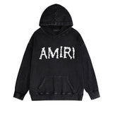 Amiri washed hoodie fog star distressed printing