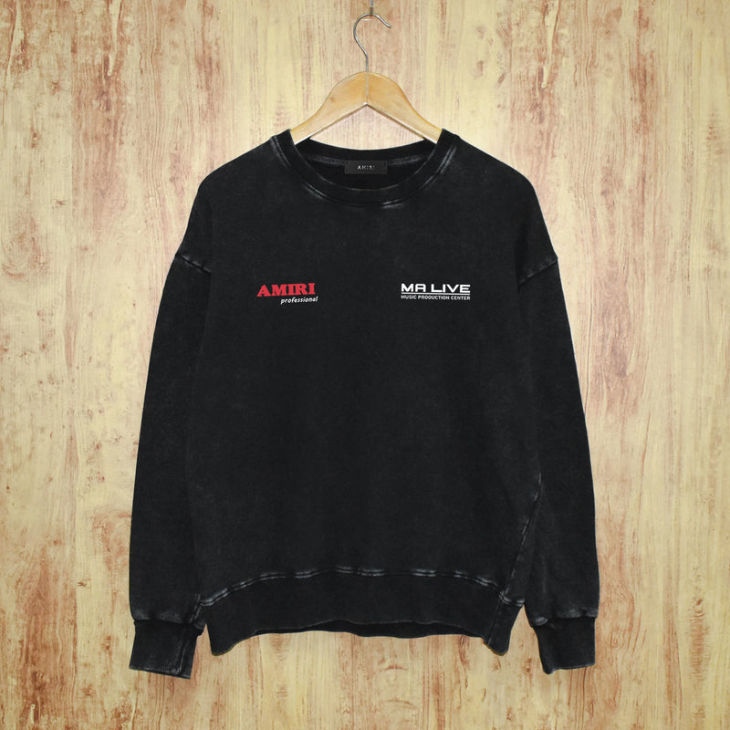 Amiri washed sweatshirt tv channel printing washed and distressed