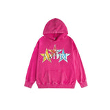 Amiri washed hoodie graffiti five-pointed star letterprinting