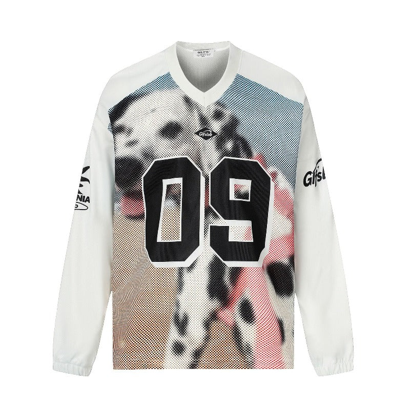 Men's long sleeve shirt - gt retro west coast sports jersey style - hip hop dog design
