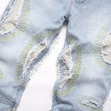 Mens Fashion Jeans Destroy embroidery thread balls 5720#