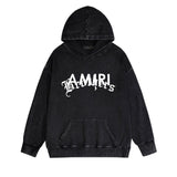Amiri washed hoodie letter cross washed distressed printing
