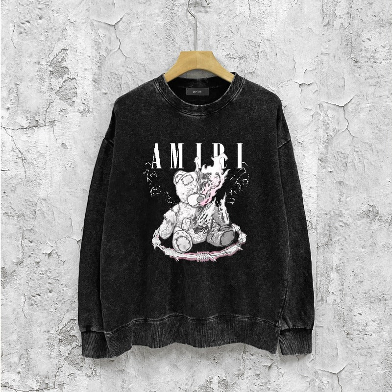 Amiri washed sweatshirt made old teddy bear print washed old