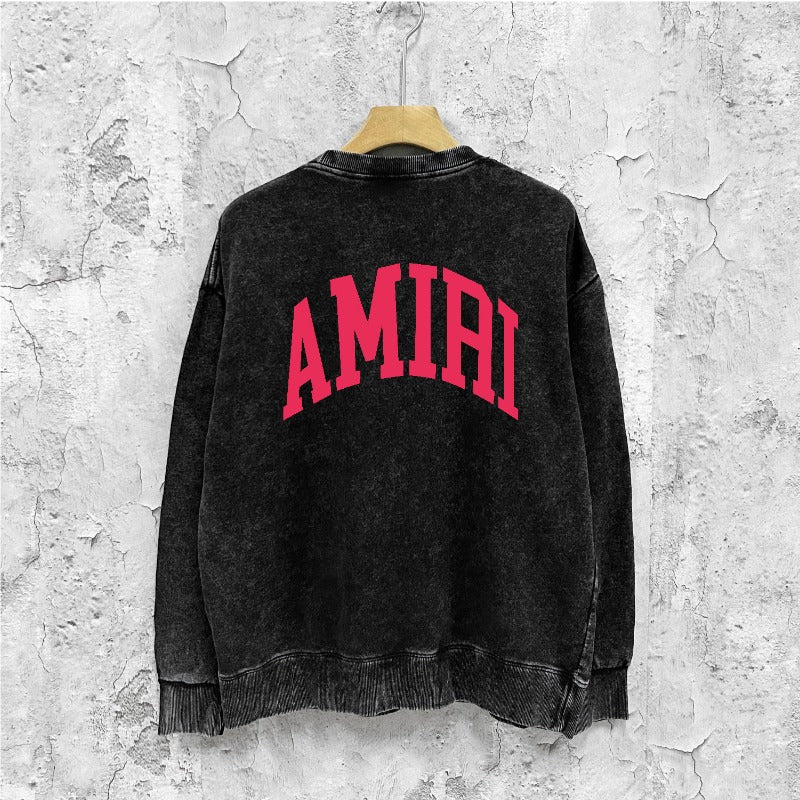 Amiri washed sweatshirt red letter miter letter print washed old