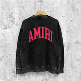 Amiri washed sweatshirt red letter miter letter print washed old