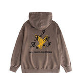Amiri washed hoodie hollywood eagle distressed printing