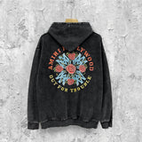 Amiri washed hoodie flower cluster printing distressed printing