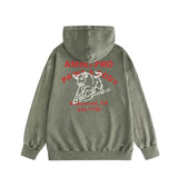 Amiri washed hoodie bull printing distressed printing