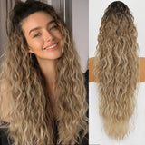 Women's Wigs High Temperature Silk Water Ripple Long Curly Hair Ponytail Hair Extensions Ponytail