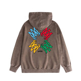 Amiri washed hoodie color block simple label set washed distressed printing