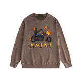 Amiri washed sweatshirt motorcycle skull printing washed and distressed