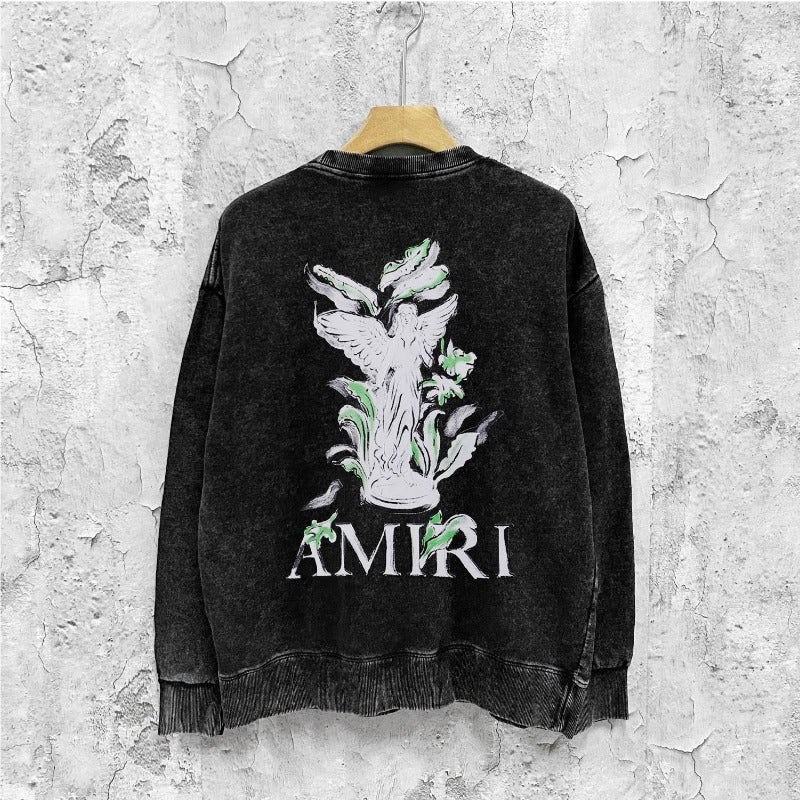 Amiri washed sweatshirt angel printing washed and distressed