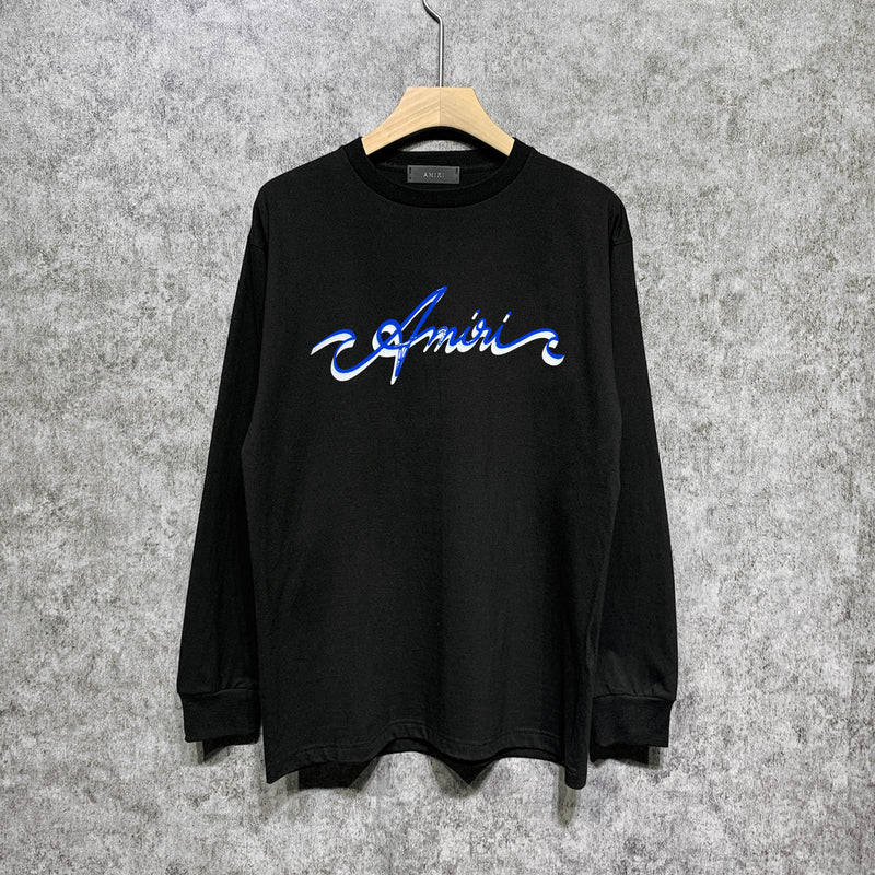 Amiri long sleeve shirts blue colorful art word printing