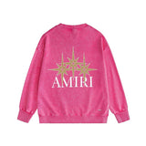 Amiri washed sweatshirt bone crack star printing washed and distressed