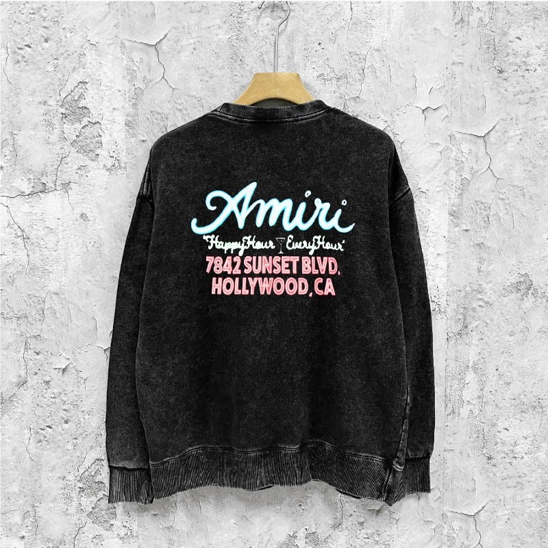 Amiri washed sweatshirt wine glass letterprinting washed and distressed