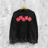 Amiri washed sweatshirt red dice printing washed and distressed