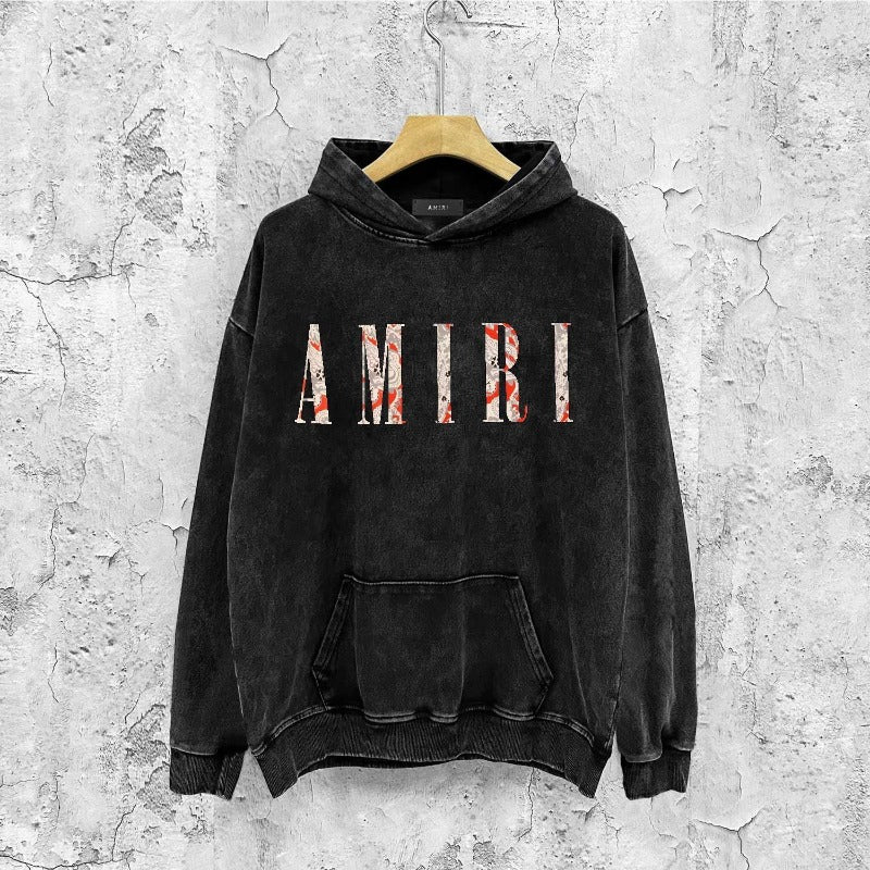 Amiri washed hoodie retro totem distressed printing