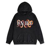 Amiri washed hoodie gold snake distressed print