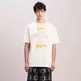 Palm Angels T Shirts Vintage Statue Stream Lacquer Foam Letter Short Sleeve T-Shirt