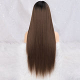 Women's Wigs Heat-Resistant Straight Bangs Wig with 4x4 Scalp