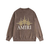 Amiri washed sweatshirt bone crack star printing washed and distressed