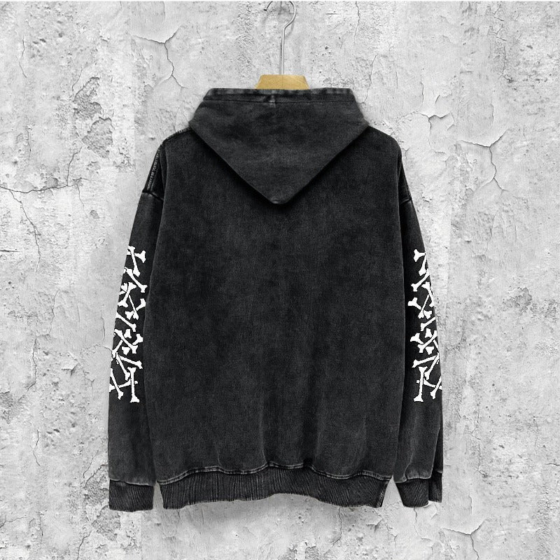 Amiri washed hoodie new bone sleeves distressed printing