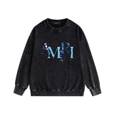 Amiri washed sweatshirt cashew flower overlapping letter print washed old