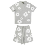 Denim Tears T Shirt ShortsPuff Print Short Sleeve T-shirt Loose Couple Shorts Suit(Options need to be purchased separately)