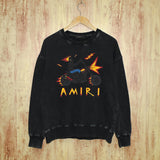 Amiri washed sweatshirt motorcycle skull printing washed and distressed