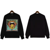 Palm Angels Sweatshirts Painted Mouth Logo Print Long Sleeve Crew Neck Sweater