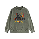Amiri washed sweatshirt motorcycle skull printing washed and distressed