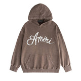 Amiri washed hoodie with snake letter distressed printing