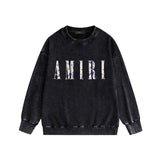 Amiri washed sweatshirt retro totem printing washed and distressed