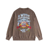 Amiri washed sweatshirt five-star rose printing washed and distressed