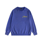 Amiri washed sweatshirt yellow letter pegasus printing washed and distressed