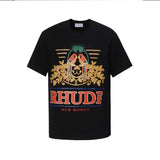 Rhude T Shirt Parrot Wheat Ear Letter Print Short Sleeve T-Shirt