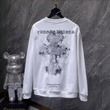 Chh Chrome Hearts Sweatshirts cross three-dimensional Sanskrit embroidery casual loose men's and women's crew neck sweater